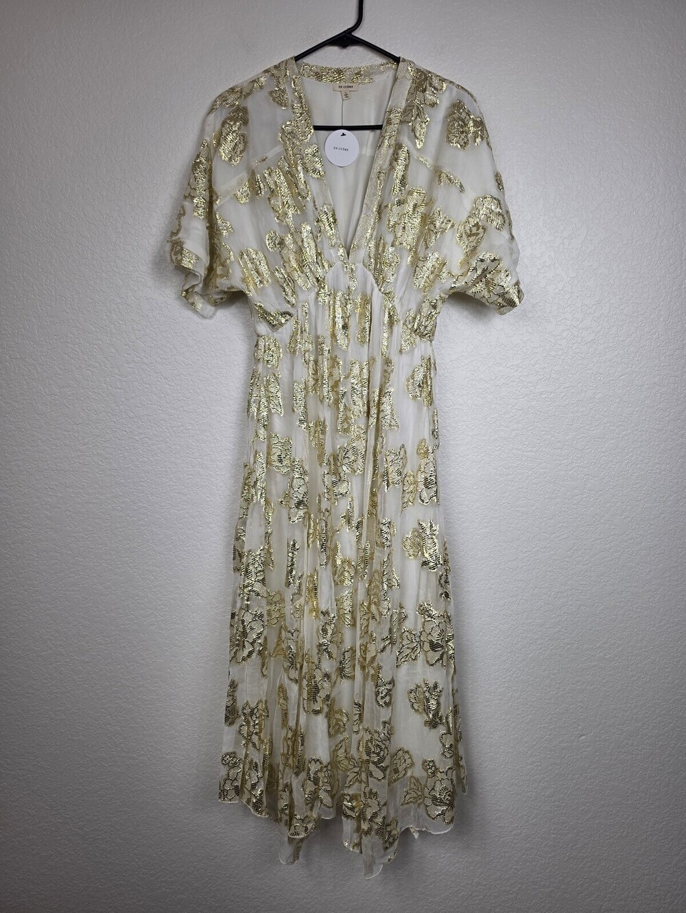 NWT Anthropologie En Crème Gold Floral Dress Size Small
